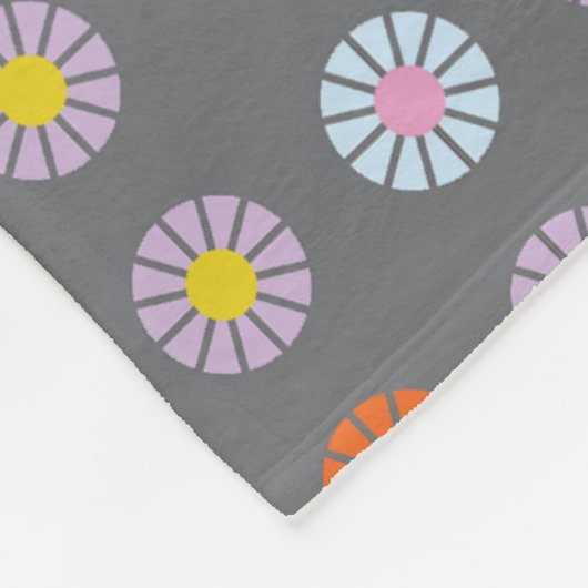 Retro-farbige Blume Fleecedecke (Ecke)