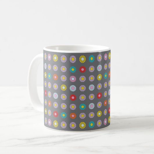 Retro-farbige Blume Kaffeetasse (Vorderseite Links)
