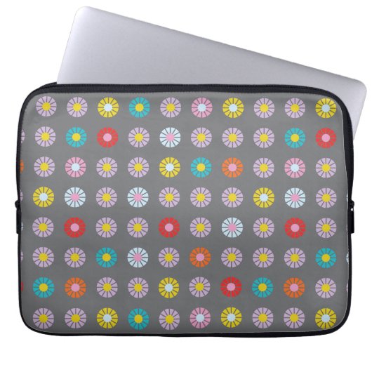 Retro-farbige Blume Laptopschutzhülle (Vorderseite)