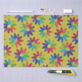 Retro farbige Blume mit Happy Gesichtsmuster Seidenpapier (Handwerk)