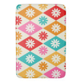 Retro-farbige Blume über Harlequin-Diamanten Badematte (Vorderseite Vertikal)