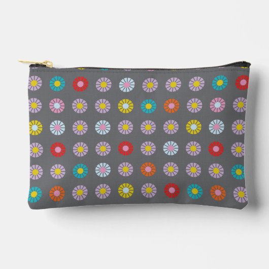 Retro-farbige Blume Zubehörtasche (Vorderseite)