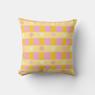 Retro Farbige Blumen-Karo-Muster Kissen
