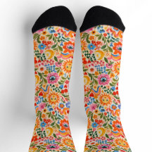 Retro-farbige Blumen-Watercolour-Socken