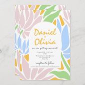 Retro-farbige Blumenhochzeit Einladung (Vorne/Hinten)