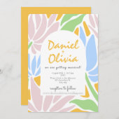 Retro-farbige Blumenhochzeit Einladung (Vorne/Hinten)