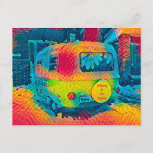 Retro Farbige Camping-Tour Ist Für Hippies Groovy  Postkarte