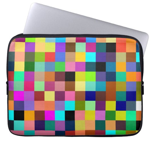 Retro-farbige Checkerboard Laptopschutzhülle (Vorderseite)