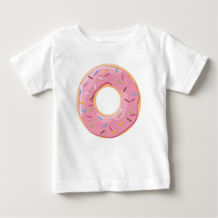 Retro-farbige Donut-Muster Minimalist Party-Spaß Baby T-shirt