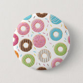 Retro-farbige Donut-Muster Minimalist Party-Spaß Button (Vorderseite)