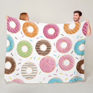 Retro-farbige Donut-Muster Minimalist Party-Spaß Fleecedecke