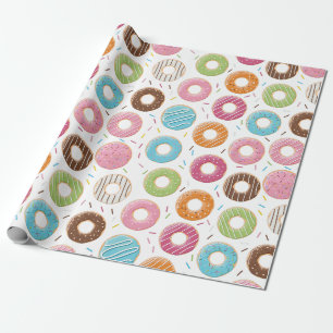 Retro-farbige Donut-Muster Minimalist Party-Spaß Geschenkpapier
