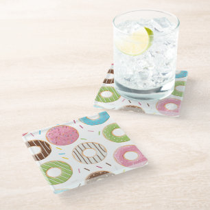 Retro-farbige Donut-Muster Minimalist Party-Spaß Glasuntersetzer