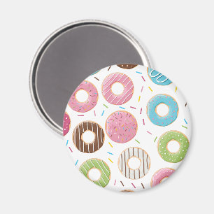Retro-farbige Donut-Muster Minimalist Party-Spaß Magnet