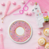 Retro-farbige Donut-Muster Minimalist Party-Spaß Pappteller (Party)