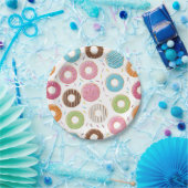Retro-farbige Donut-Muster Minimalist Party-Spaß Pappteller (Party)