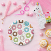 Retro-farbige Donut-Muster Minimalist Party-Spaß Pappteller (Party)