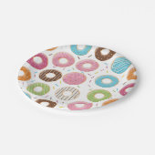 Retro-farbige Donut-Muster Minimalist Party-Spaß Pappteller (Schrägansicht)