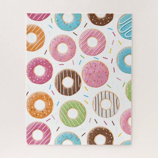 Retro-farbige Donut-Muster Minimalist Party-Spaß Puzzle (Vertikal)