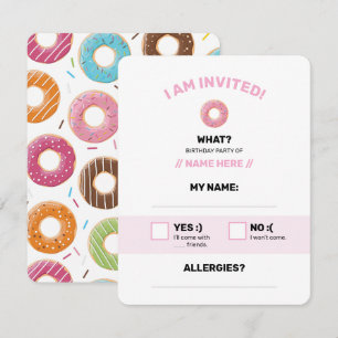 Retro-farbige Donut-Muster Minimalist Party-Spaß RSVP Karte