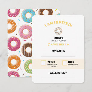 Retro-farbige Donut-Muster Minimalist Party-Spaß RSVP Karte