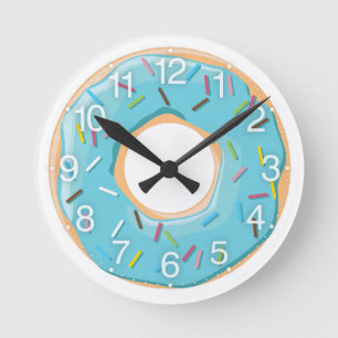 Retro-farbige Donut-Muster Minimalist Party-Spaß Runde Wanduhr