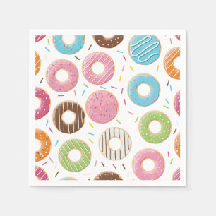 Retro-farbige Donut-Muster Minimalist Party-Spaß Serviette