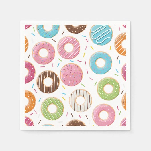 Retro-farbige Donut-Muster Minimalist Party-Spaß Serviette (Vorderseite)