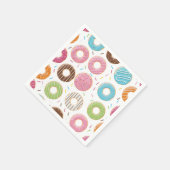 Retro-farbige Donut-Muster Minimalist Party-Spaß Serviette (Ecke)