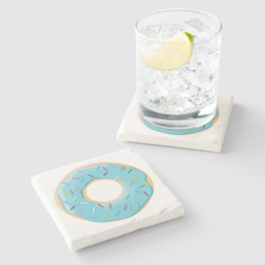 Retro-farbige Donut-Muster Minimalist Party-Spaß Steinuntersetzer (Seitenansicht)