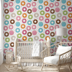 Retro-farbige Donut-Muster Minimalist Party-Spaß Tapete