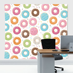 Retro-farbige Donut-Muster Minimalist Party-Spaß Wandteppich