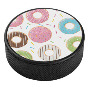 Retro-farbige Donut-Muster Minimalistische lustige Eishockey Puck
