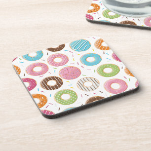 Retro-farbige Donut-Muster Minimalistische lustige Getränkeuntersetzer