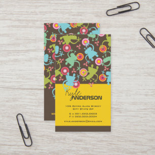 Retro Farbige Fun Niedlich Boy Cartoon Außerirdisc Visitenkarte