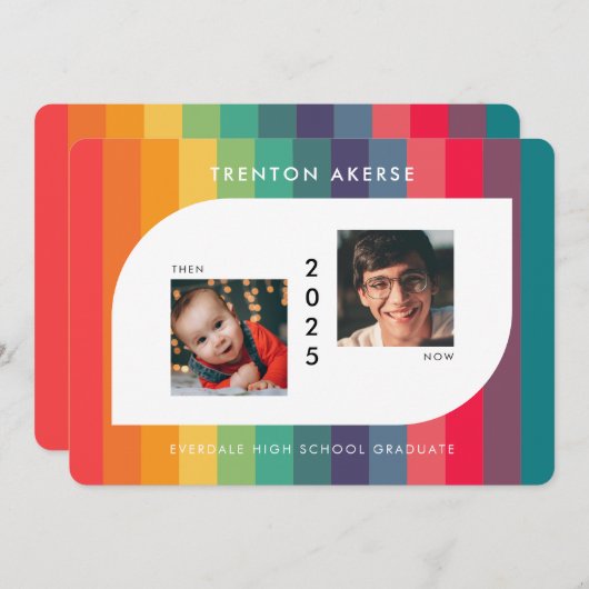 Retro farbige geometrische Form Graduate Foto Ankündigung (Vorne/Hinten)