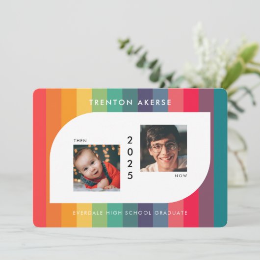 Retro farbige geometrische Form Graduate Foto Ankündigung (Stehend Vorderseite)