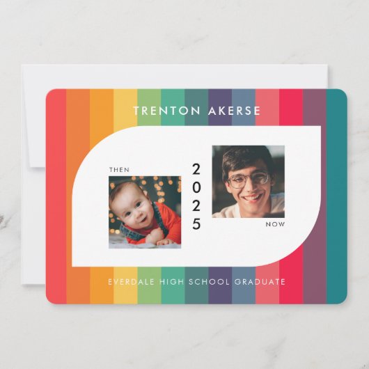 Retro farbige geometrische Form Graduate Foto Ankündigung (Vorderseite)