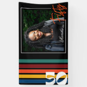 Retro-farbige gestreifte Foto zum Fünfzigsten Gebu Banner (Vertikal)