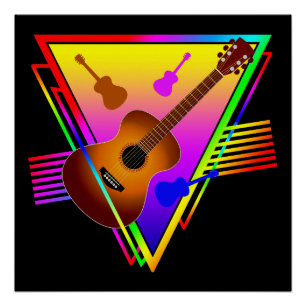 Retro Farbige Gitarre Poster