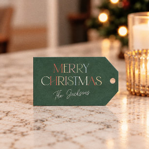 Retro Farbige Grüne Weihnachten Geschenkanhänger
