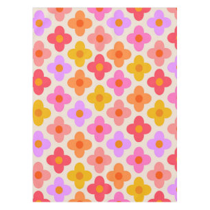 Retro Farbige Hippie Mod Blumen Muster  Tischdecke