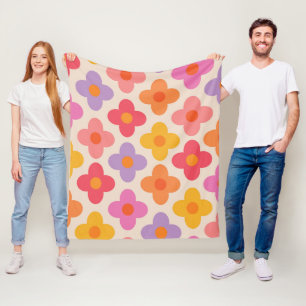 Retro-farbige Hippie-Mod-Blumenmuster Fleecedecke