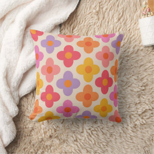 Retro Farbige Hippie Mod Blumenmuster  Kissen