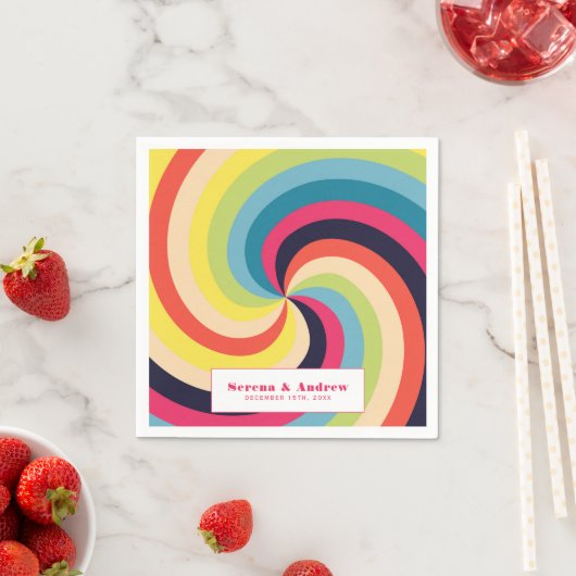 Retro-farbige Hochzeit Serviette (Beispiel)