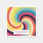 Retro-farbige Hochzeit Serviette (Vorderseite)