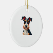 Retro-Farbige Hundeporträt-Illustration Retro T Keramik Ornament (Rechts)