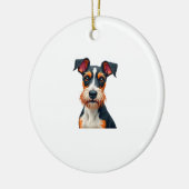 Retro-Farbige Hundeporträt-Illustration Retro T Keramik Ornament (Links)