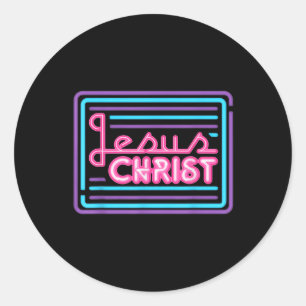 Retro-farbige Jesus-Christus-Grundlegende-christli Runder Aufkleber
