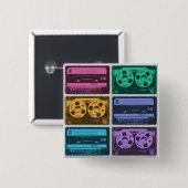 Retro-farbige Kassetten Button (Vorne & Hinten)